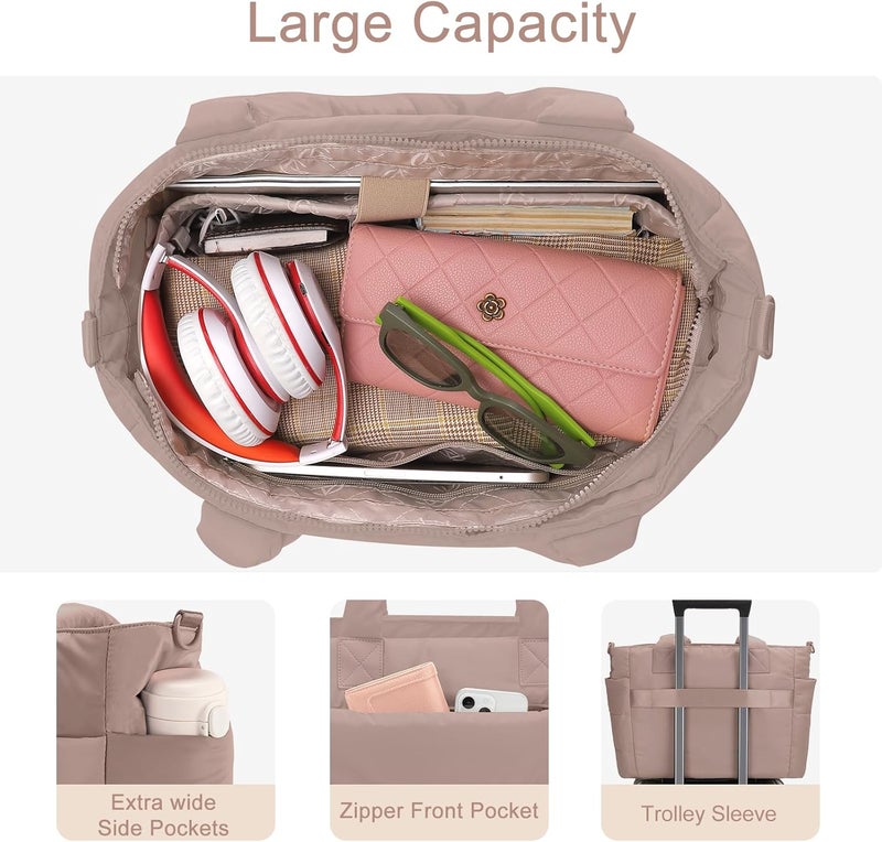 GASSDA Tote Bag for Women Puffer Tote Bag Large Nurse Bags Shoulder Handbag with Zipper for Work Travel - Image 4